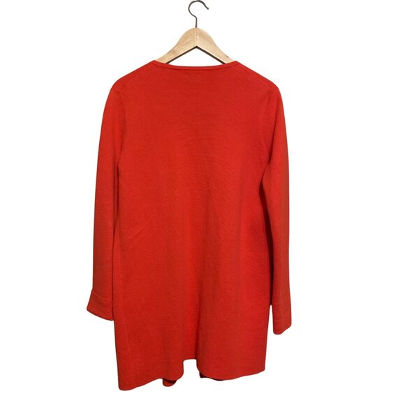 J Crew Women’s Cardigan Long Burnt Orange Open Sz S Heavy Cotton Knit Lagenlook - Picture 11 of 14
